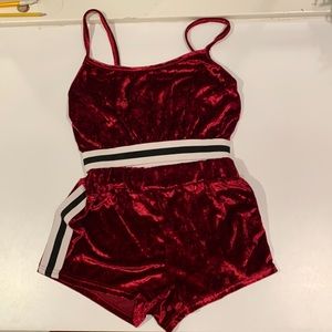 Short set — Velour with matching shirts/top — Small